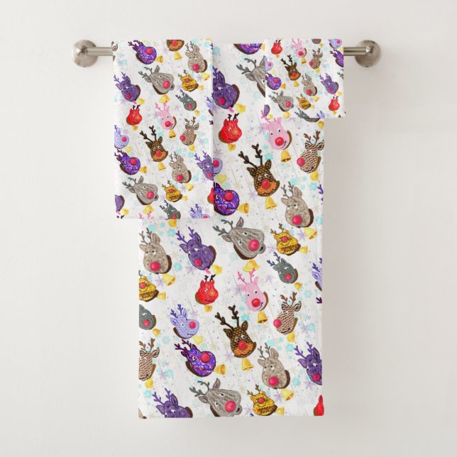 Reindeers Christmas Bath Towels (Insitu)