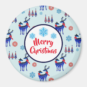 Reindeers, Christmas Trees and Snowflakes Pattern Magnet