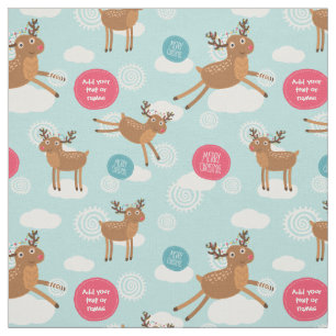 Reindeers Flying Custom Christmas Fabric