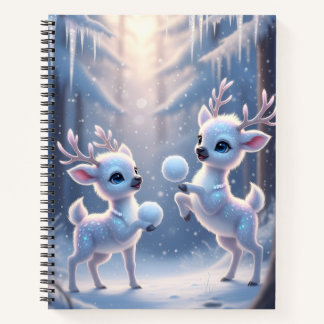 Reindeers Playing With Snowballs Notebook