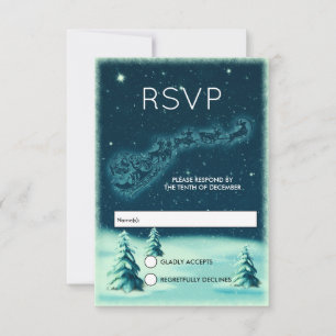 Reindeers Pulling Santa Claus Christmas RSVP