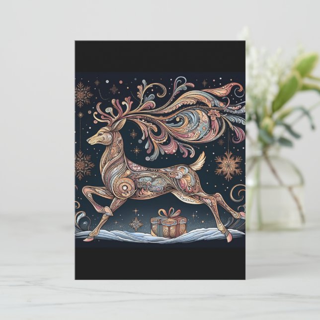 Reindeer's Serenade Christmas Greeting Invitation (Standing Front)