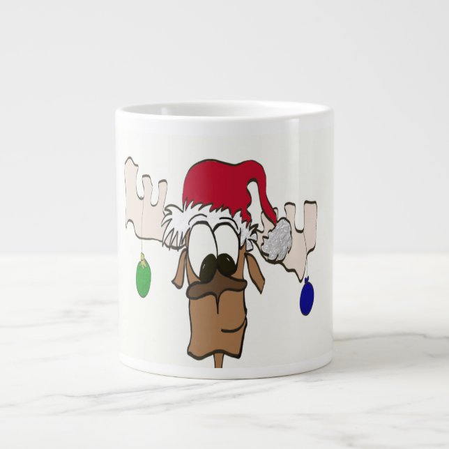 Reinder avec Casquette Père Noël ~ Jumbo Mug (Devant)