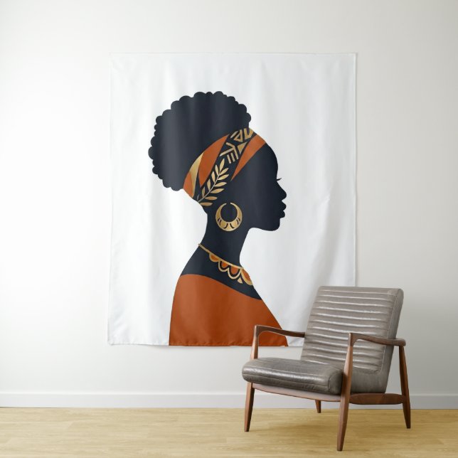 Reine Afrohémiènne Tapisserie Murale Radiante (En situation)