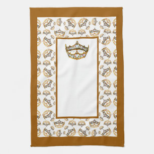 Reine coeurs or couronne tiara bordure serviette d