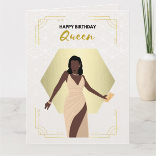 Reine d'anniversaire   Carte de voeux noire