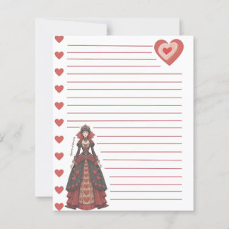 Reine de Cœur Feuille Lignée avec Enveloppe