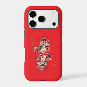 Reine de Cœur Rouge Dessinée à la Main Doodle Rose