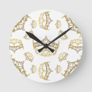 Reine des Coeurs Couronne Tiara Rond Mur Horloge