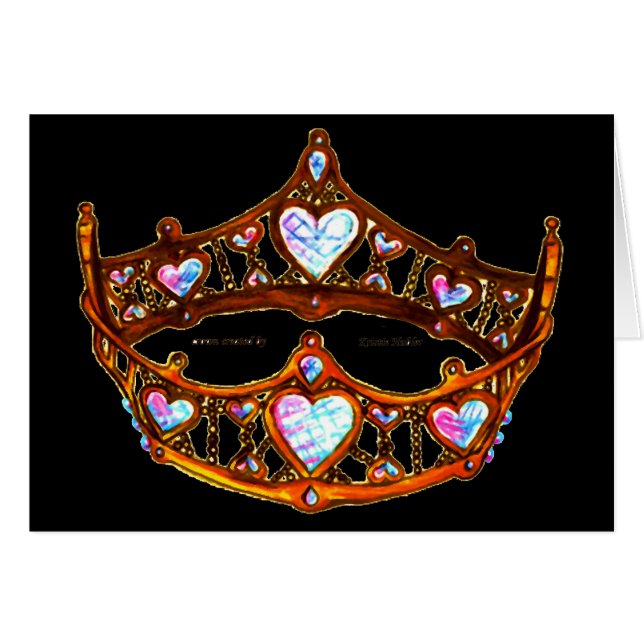Reine des Coeurs Or chaud Couronne Tiara noir (Devant Horizontal)