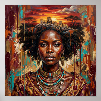 Reine du coucher de soleil africain, Art mural de 