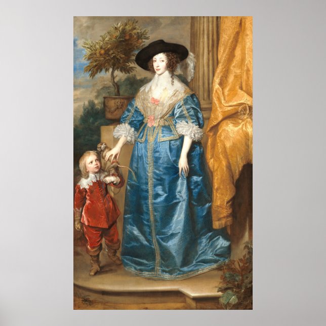 Reine Henrietta Maria - van Dyck Poster d'art (Devant)
