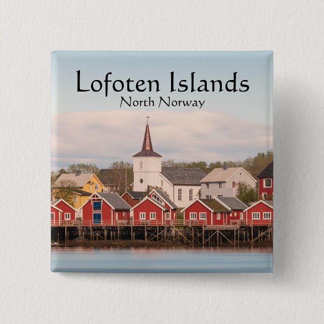 Reine Lofoten Norway 2 Inch Square Button (Front)