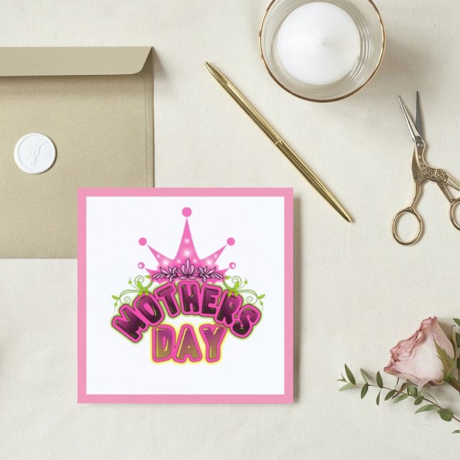 Reine rose Happy mamans jour Carte Plat (Créateur téléchargé)