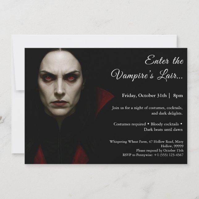 Reine Vampire - Invitation de la fête costumée d'H (Devant)