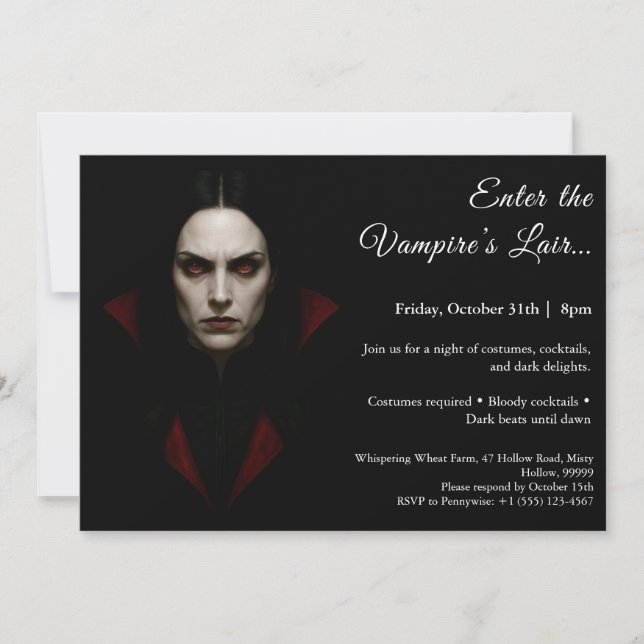 Reine Vampire - Invitation de la fête costumée d'H (Devant)