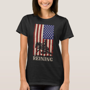 Reining Horse July 4th Flag Funny Equestrian Gift T-Shirt