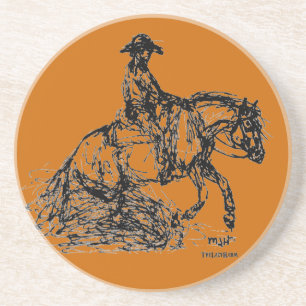 Reining Horse Simple Sketch Coaster