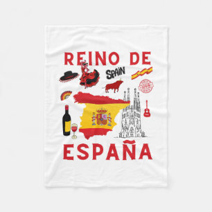 Reino De España Spain Vacation Spanish Souvenir Fleece Blanket
