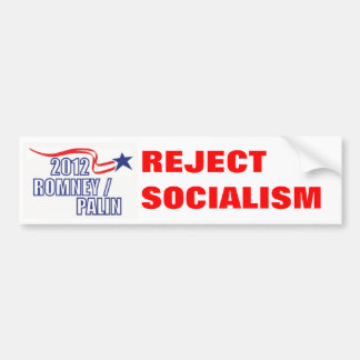 REJECT SOCIALISM Romney Palin - Customized Bumper Sticker