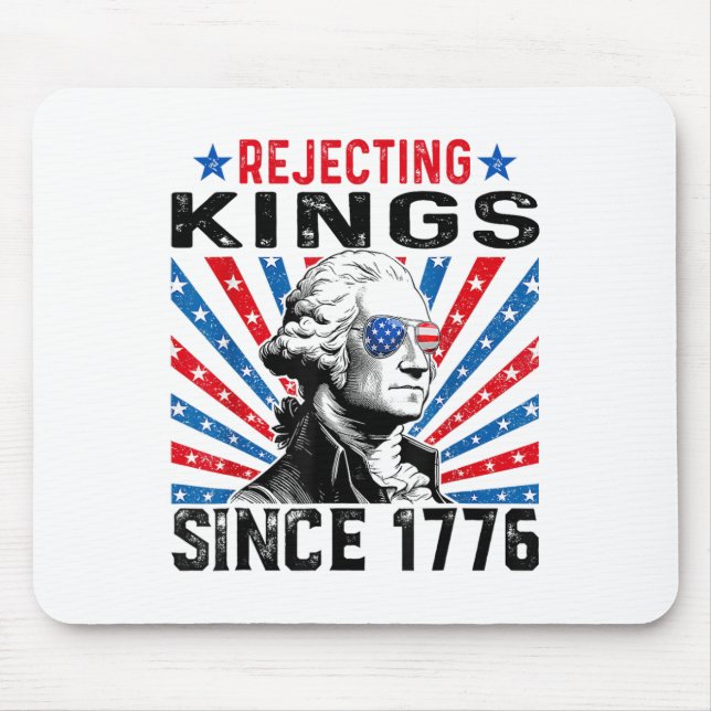 Rejecting Kings Since 1776 Distressed Usa Flag Vin Mouse Pad (Front)