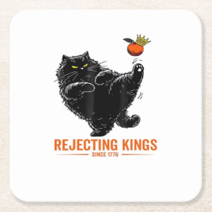Rejecting Kings Since 1776 Patriotic Flag Design Square Paper Coaster