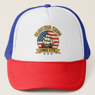 Rejecting Kings Since 1776 Vintage Patriotic USA  Trucker Hat