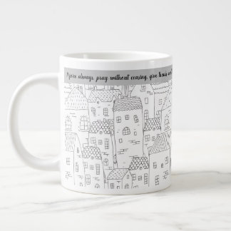 Rejoice Always Black White Village 20 oz Mug
