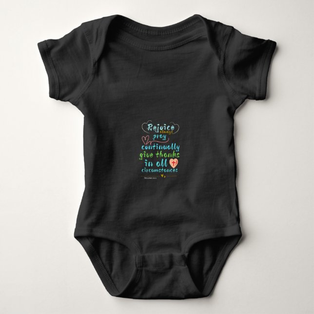 Rejoice Always Christian Scripture Wall Art  Baby Bodysuit (Front)