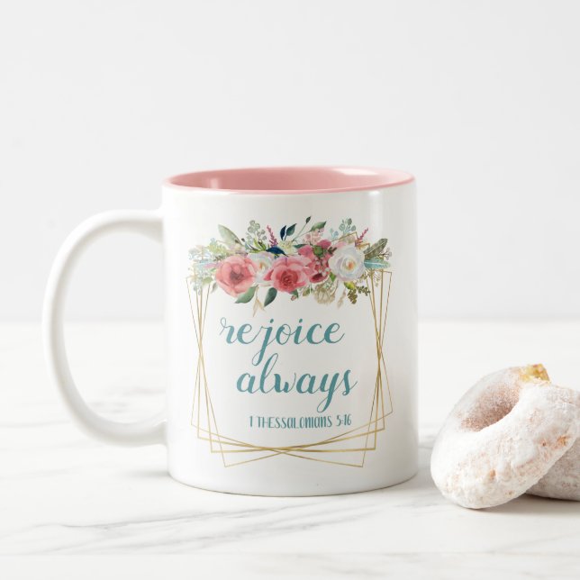 Rejoice Always Two-Tone Coffee Mug (With Donut)