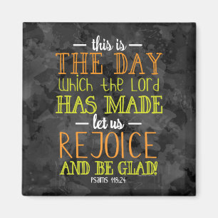 Rejoice and Be Glad Typography Bible Verse Modern Magnet