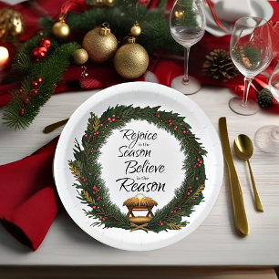 Rejoice and believe nativity paper plate