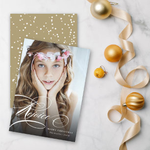 Rejoice Calligraphy Religious Christmas Photo Card