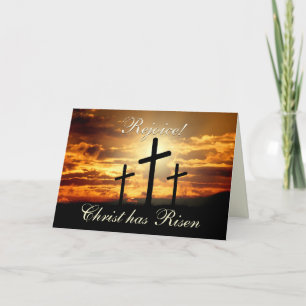 Rejoice! Christ has Risen, Easter Cross Holiday Card