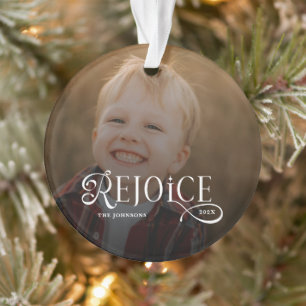 Rejoice Christian Religious Merry Christmas Photo Ornament