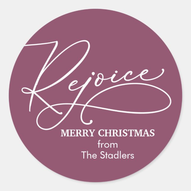 Rejoice Christmas - Choose Background Colour Classic Round Sticker (Front)