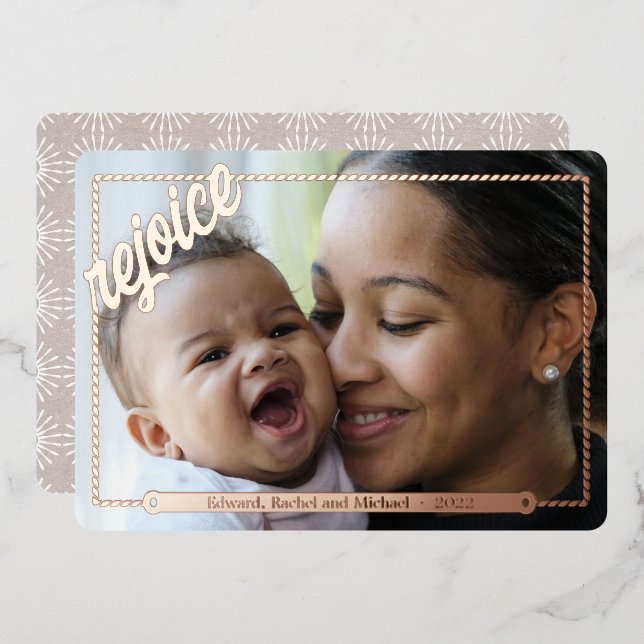 Rejoice Christmas | Full Photo | Metallic Frame Foil Holiday Card (Front/Back)