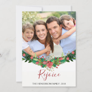 Rejoice - Christmas Garland Script Carte photo