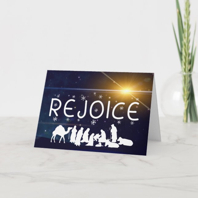 REJOICE Christmas Nativity  Holiday Card (Front)