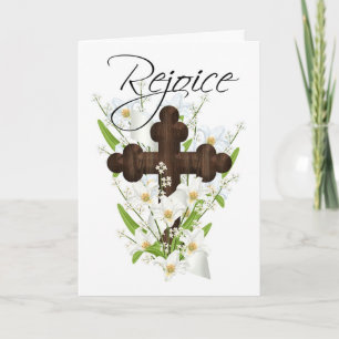 Rejoice, Easter Greeting Card With Cross