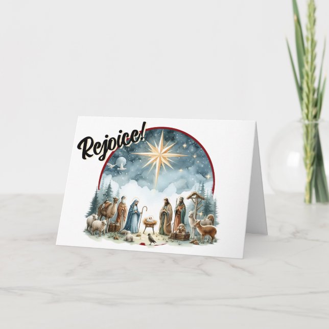 Rejoice! For Unto Us a Child Is Born Holiday Card (Front)
