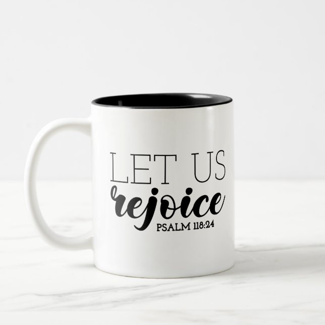 Rejoice Gospel Graphics Scripture Art Christian  Two-Tone Coffee Mug (Left)