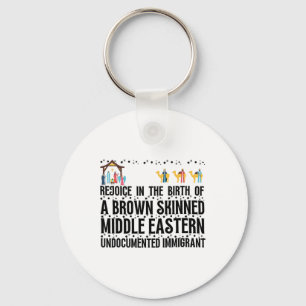 Rejoice In The Birth Of A Brown Skinned Christmas Keychain