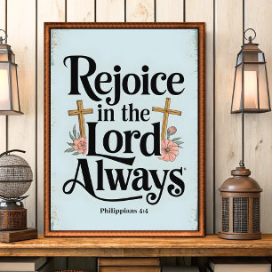 Rejoice in the Lord Always Vintage Christian Art Poster