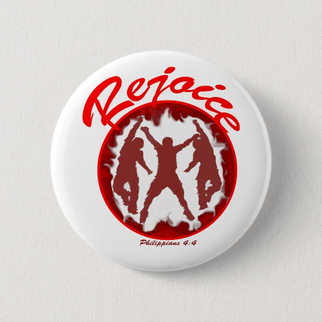 Rejoice - Philippians 4.4 2 Inch Round Button (Front)