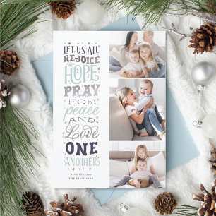 Rejoice Religieux Faux Argent Foil Carte de Noël