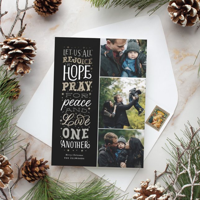 Rejoice Religieux Faux Gold Foil Carte de Noël (Créateur téléchargé)