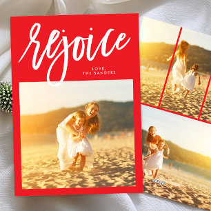 :Rejoice" Religious Christmas Photo  Holiday Card