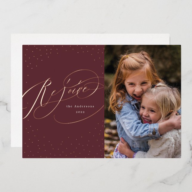 Rejoice Religious Foil Holiday Card (Front/Back)