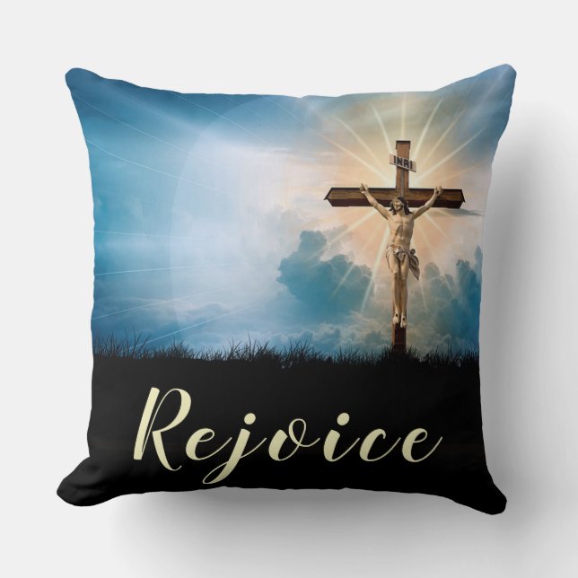 Rejoice Throw Pillow (Front)